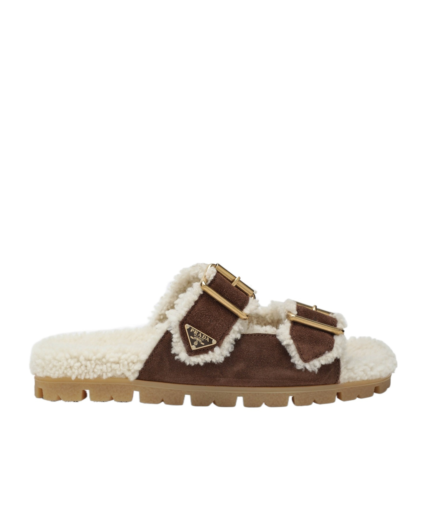 Prada Round-toe Flat Slippers In Brown