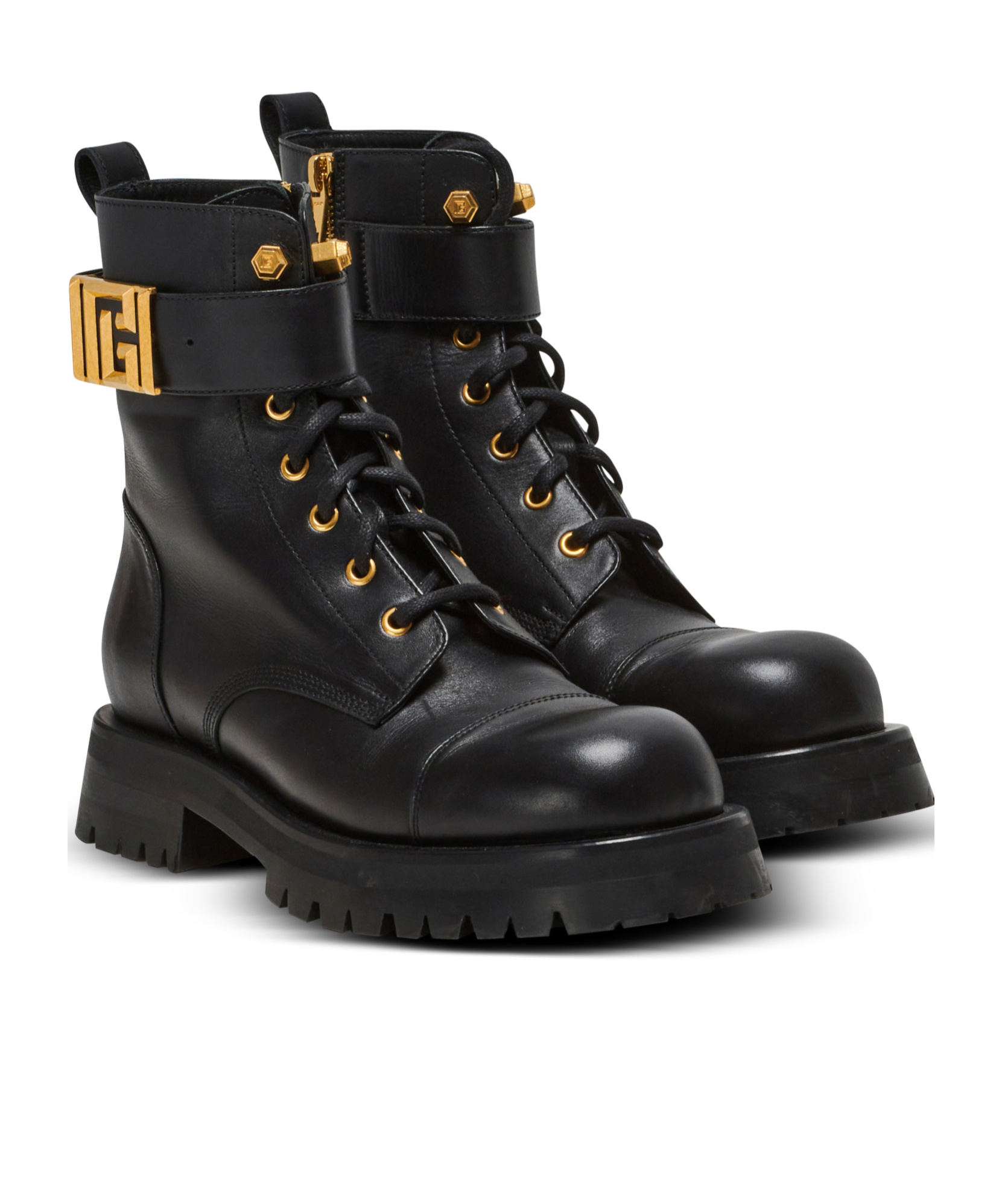 Balmain Combat Ankle Boots In Black