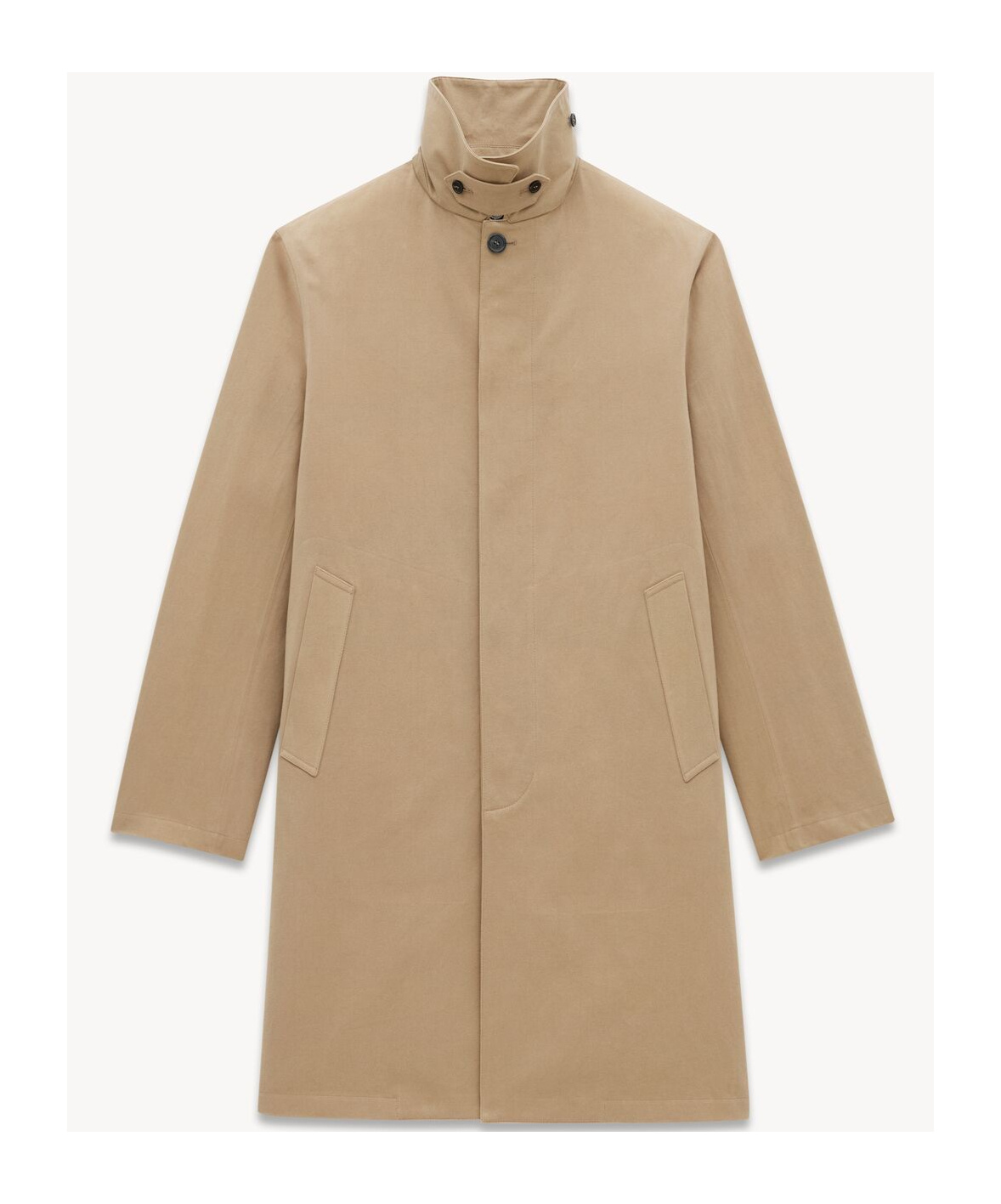 Saint Laurent Knee-length Long-sleeved Mackintosh Coat In Nude