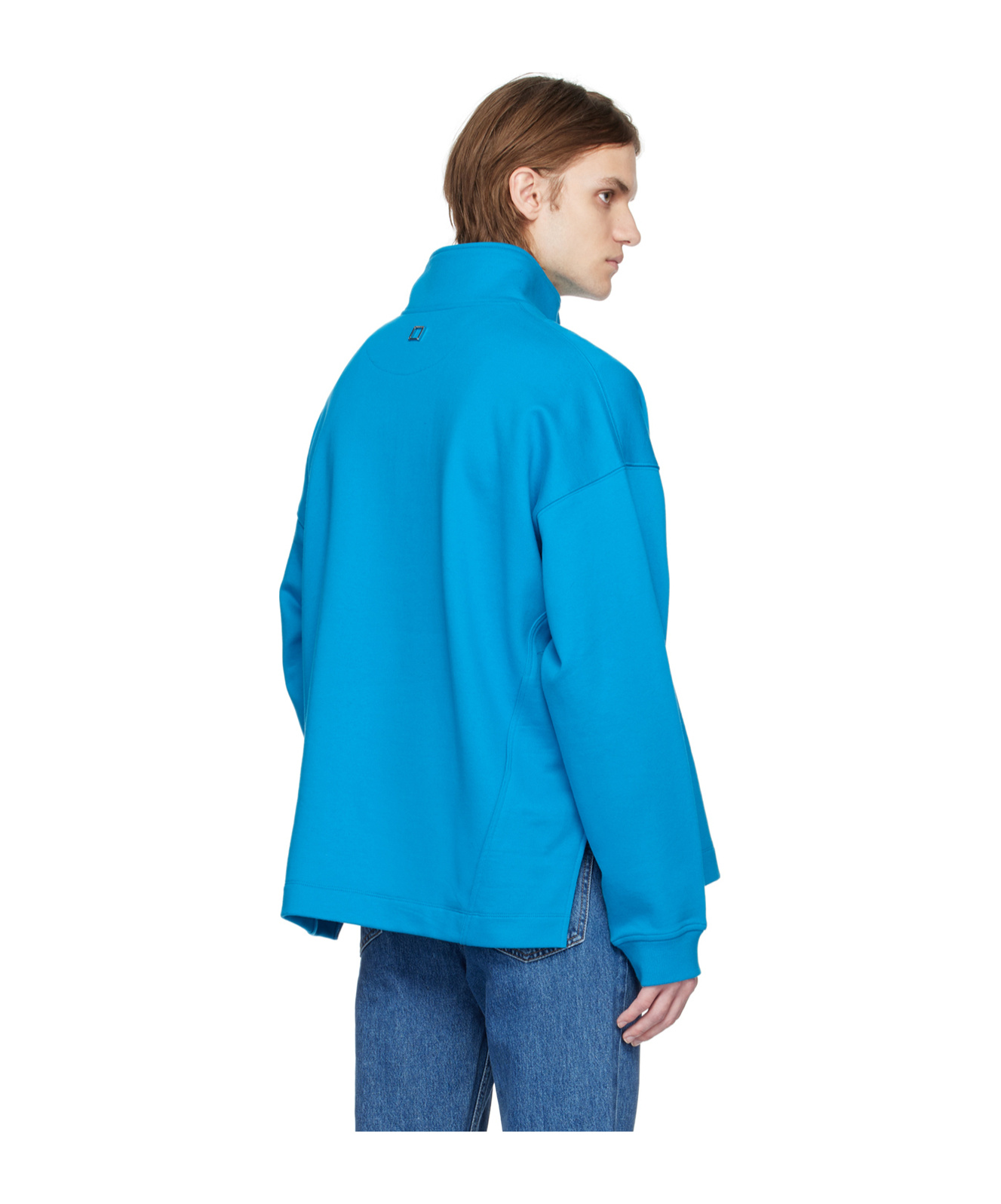 Shop Wooyoungmi Semi-zipper Long-sleeved Sweater In Blue
