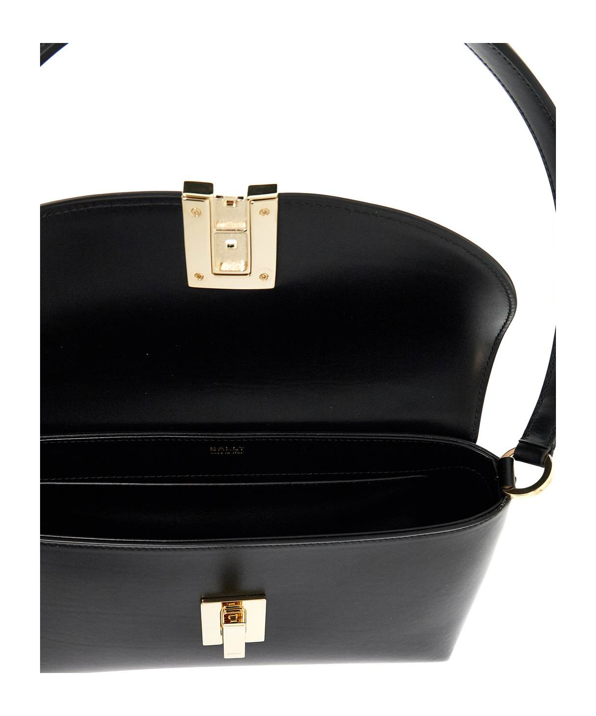Bally Logo Engraved Foldover-top Shoulder Bag In Black