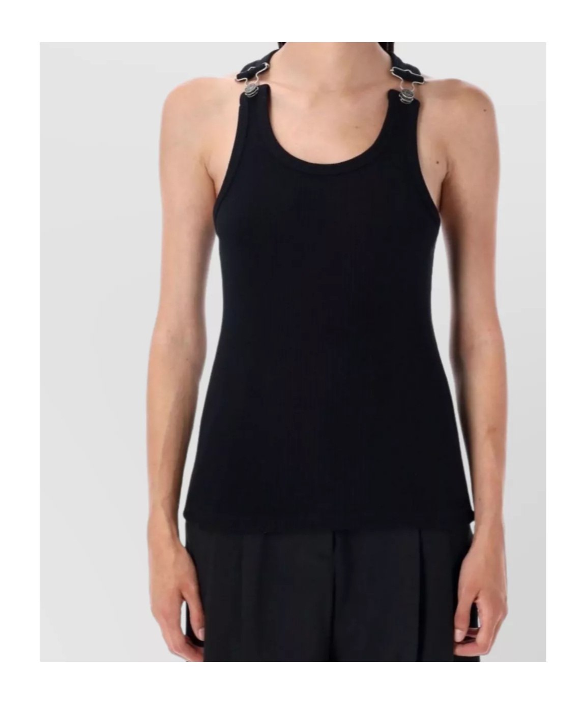 Jean Paul Gaultier Double Buckle Racerback Tank Top In Black