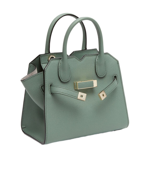 Valextra Double Handle Shoulder Bag In Gray