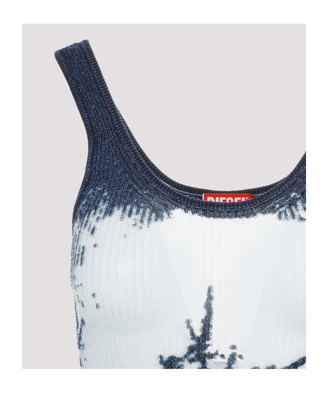 Diesel Cropped Ribbed Tank Top In White