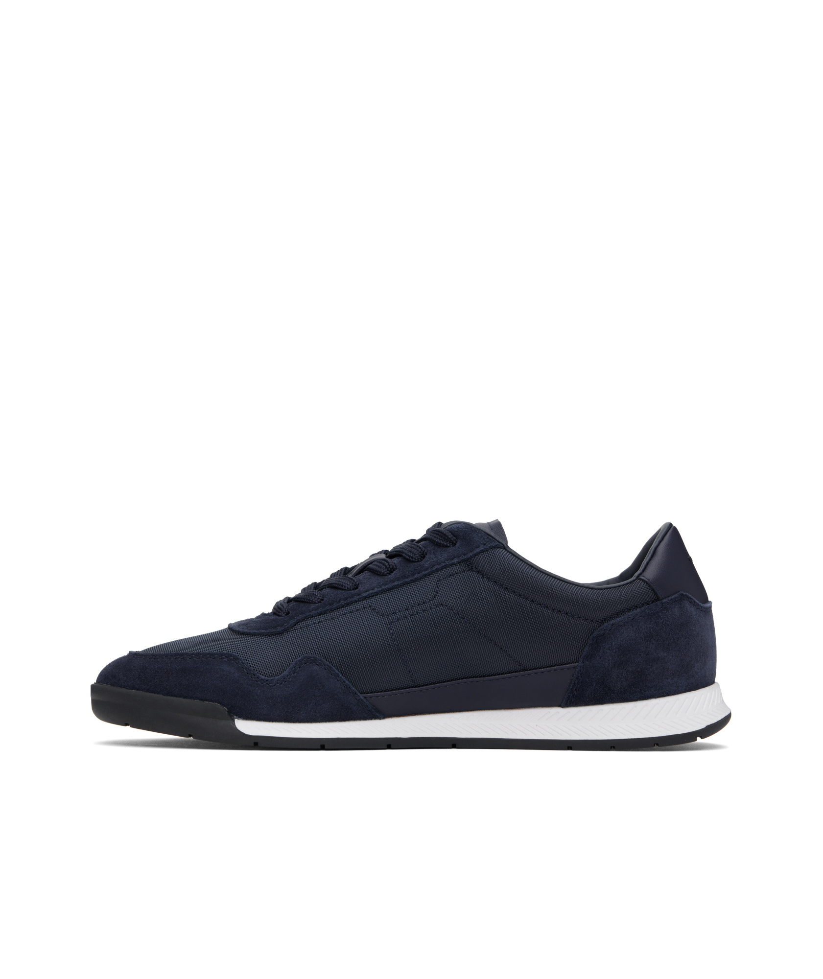 Hugo Boss Navy Mixed-material Lace-up Sneakers In Navy Blue