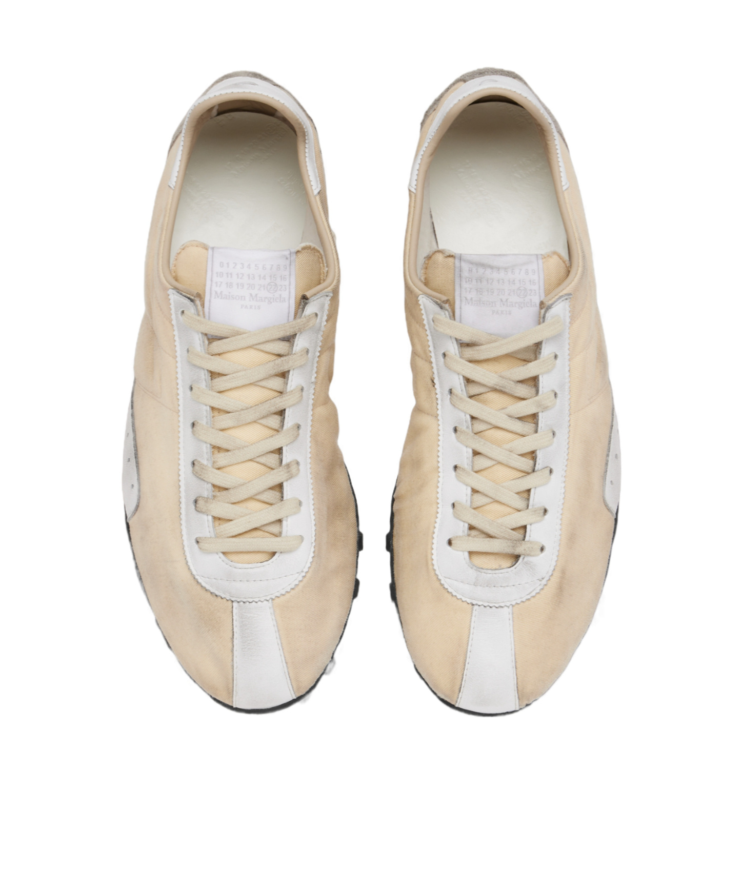 Maison Margiela Leather Lace-up Trainers Featuring Suede Accents In White