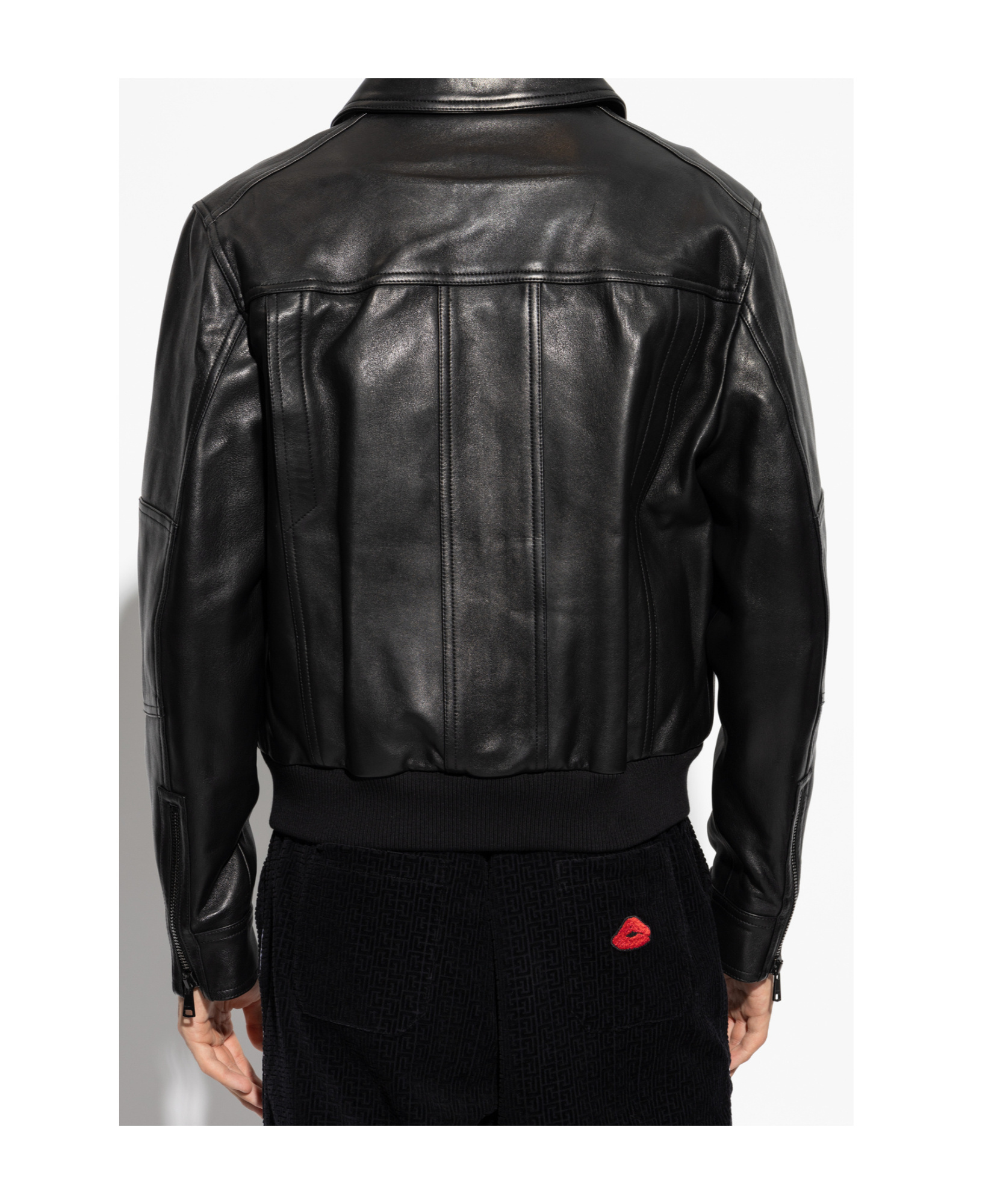 Shop Balmain Leather Jacket In Black
