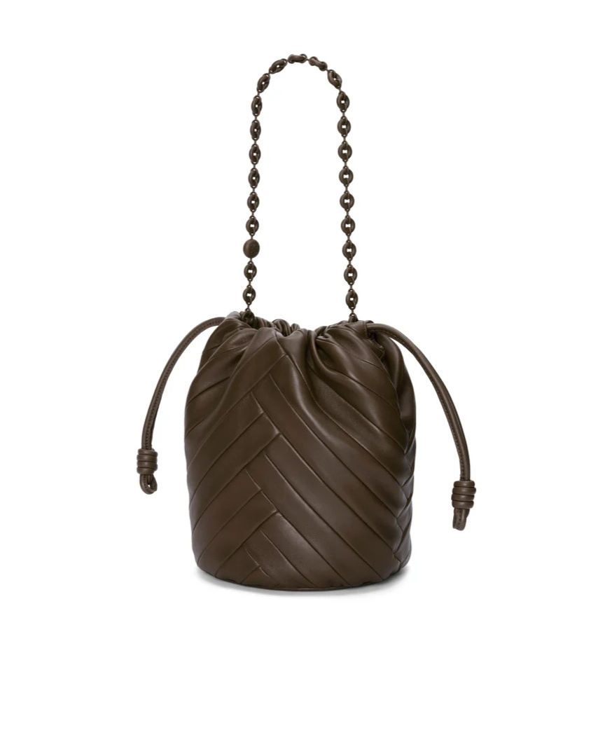 Loewe Womens Chocolate Flamenco Purse Leather Bucket Bag In Green