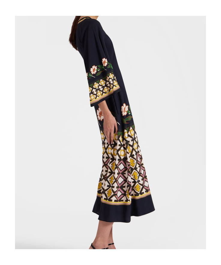 La Doublej Sorella Flare-sleeve Midi Dress In Black