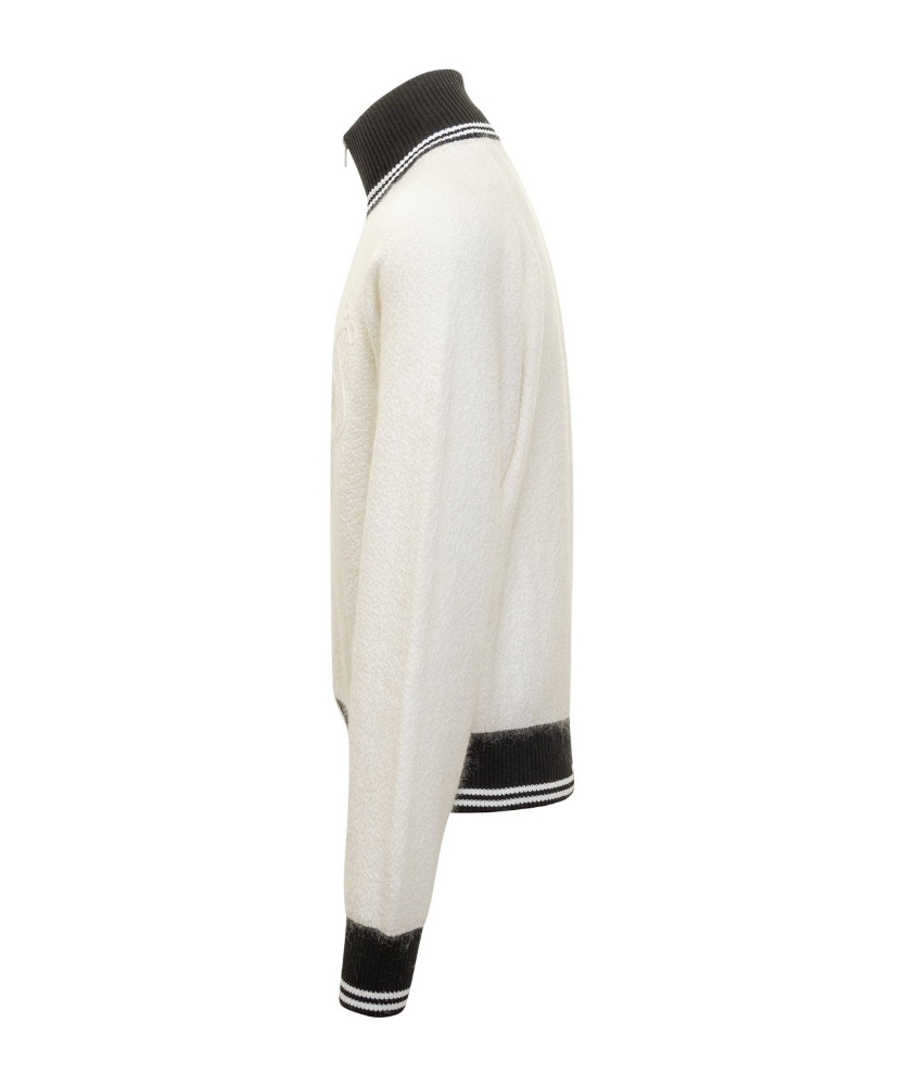 Jil Sander Hn Ls Zip Up Jkt Knitwear In White Wool In White