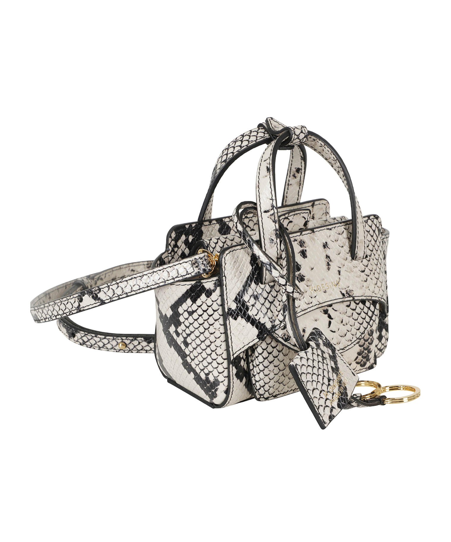 Hidesins Python-print Flap Xs Double Handle Leather Handbag In Ivory