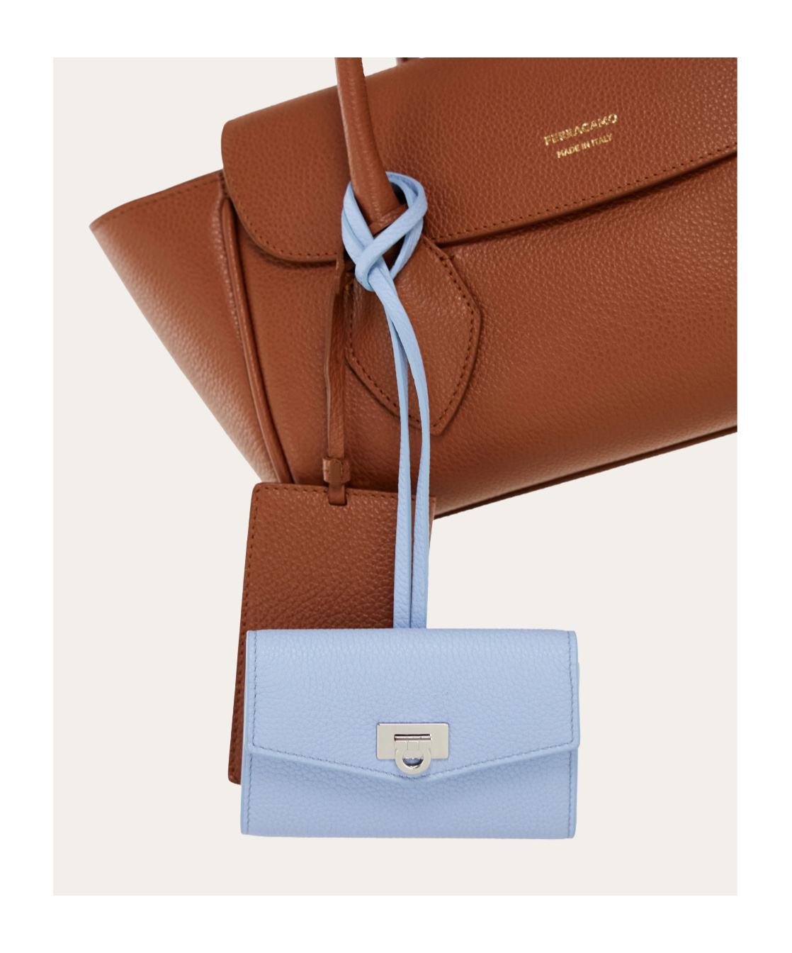 Ferragamo Gancini Buckle Card Holder Charm In Blue