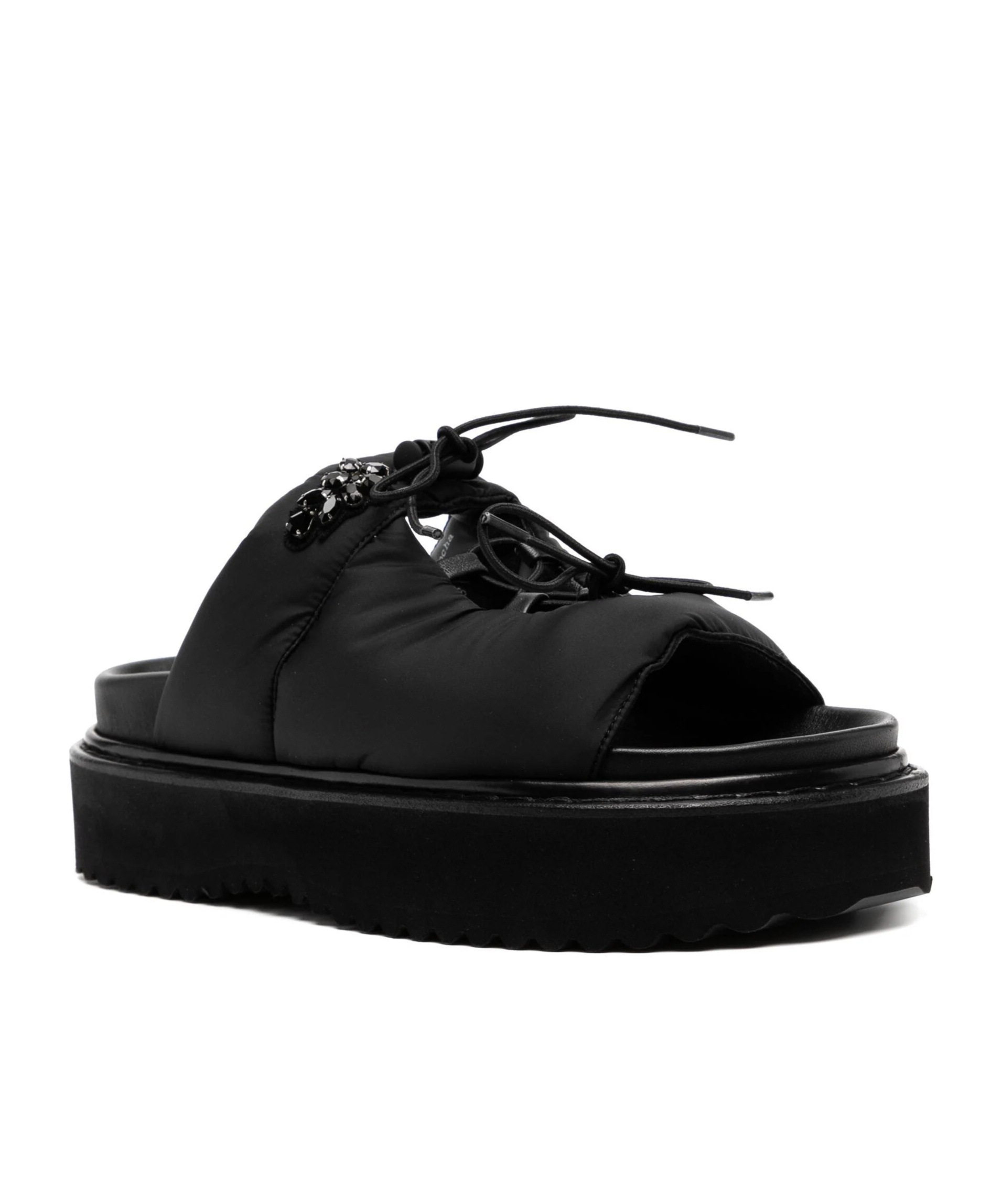 Simone Rocha Embellished Ghillie Sandals In Black