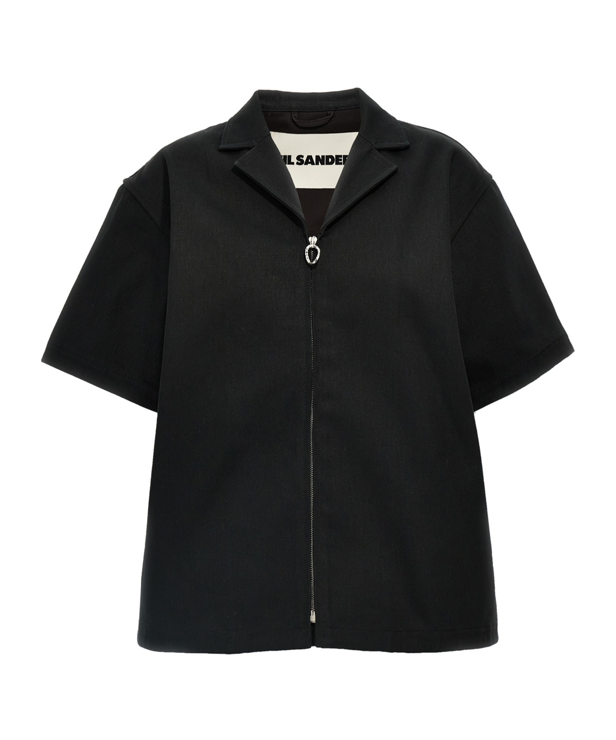 Jil Sander Short Sleeve Denim Shirt With Collared Neck In Black