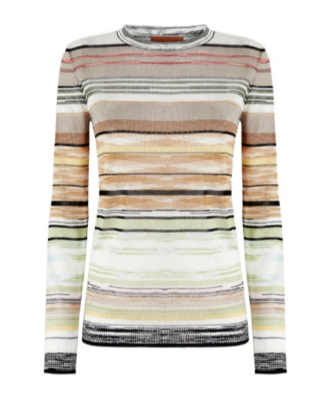 Missoni Striped Flame Viscose Crewneck Sweater In Multi