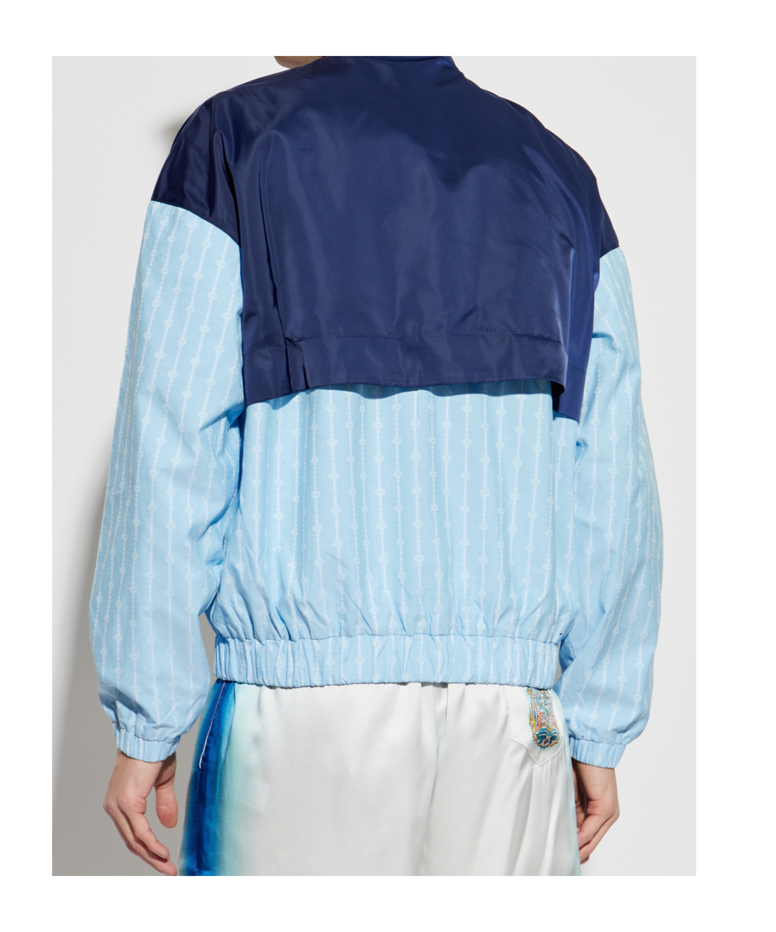 Casablanca Pinstripe Laurel Zip-up Track Jacket In Blue