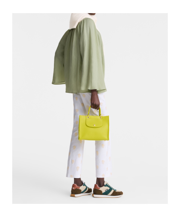 Longchamp Green Handbag With Embossed Logo On The Front And Adjustable And Removable Shoulder Strap In Leather In Kiwifruit Green