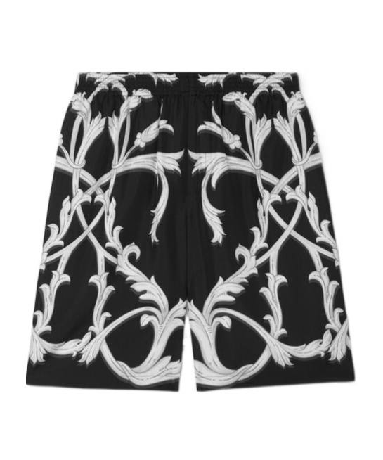 Versace Acanthus Leaves Silk Shorts In Black