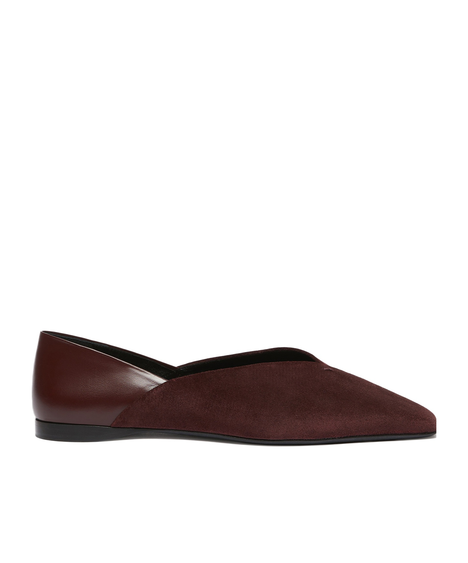 Max Mara Square-toe Suede Ballet Flats In Burgundy