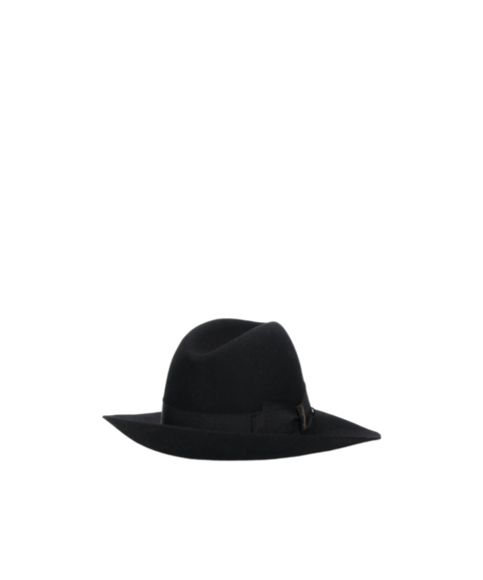 Borsalino Curved Brim Hat In Black