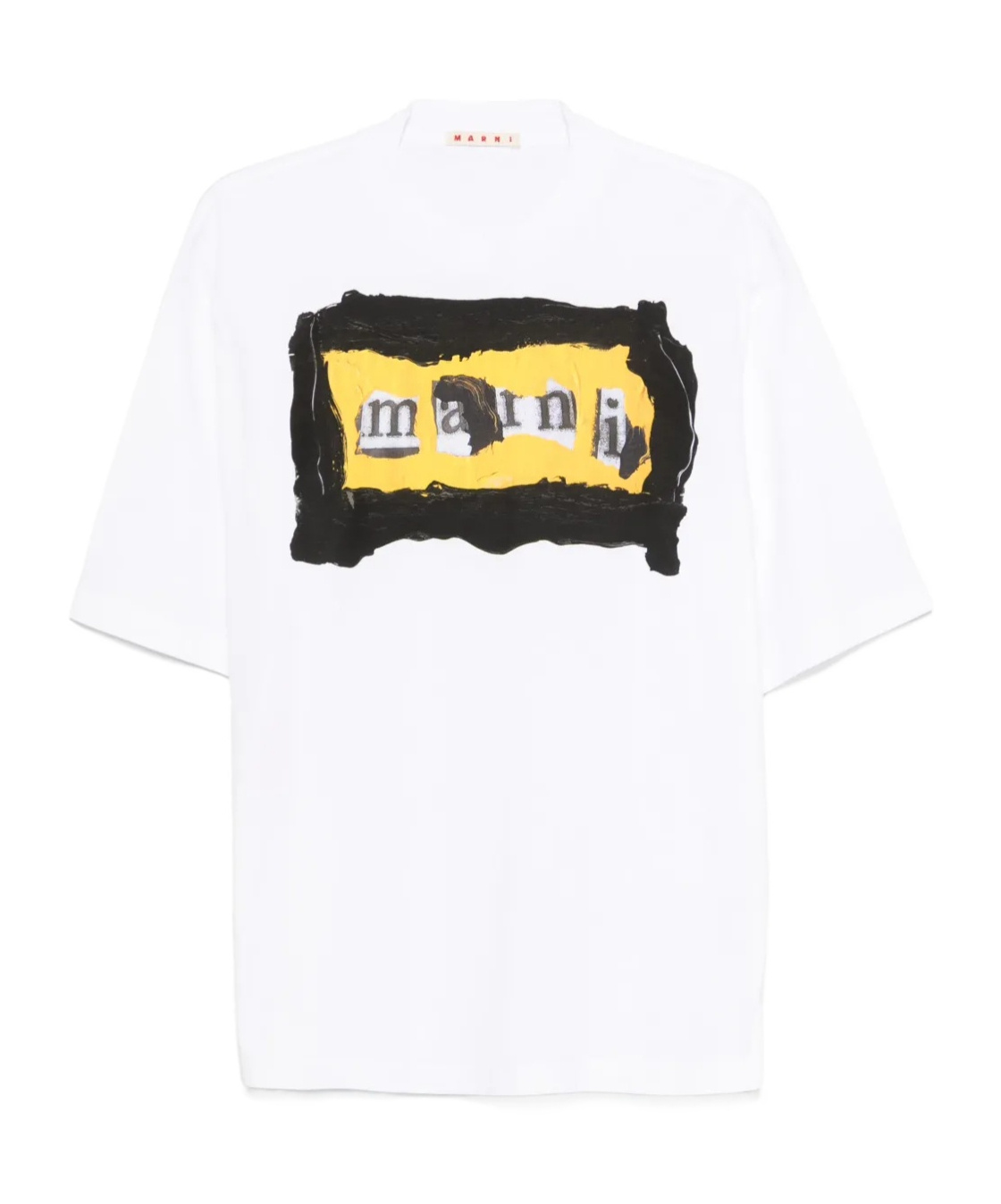Marni White Painted Collage Logo T-shirt In White