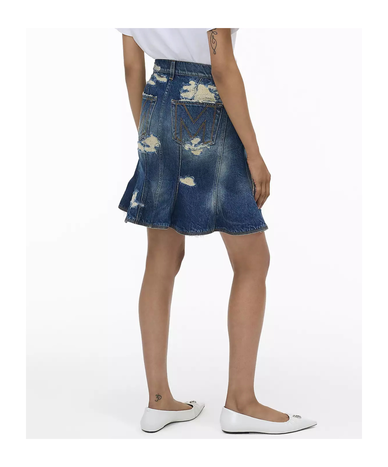Marc Jacobs Distressed Mini Denim Skirt In Blue