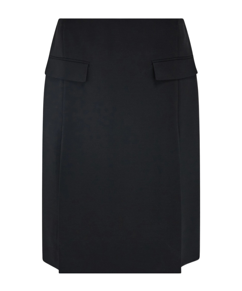 Ferragamo Viscose And Wool Skirt With Double Slit In Black