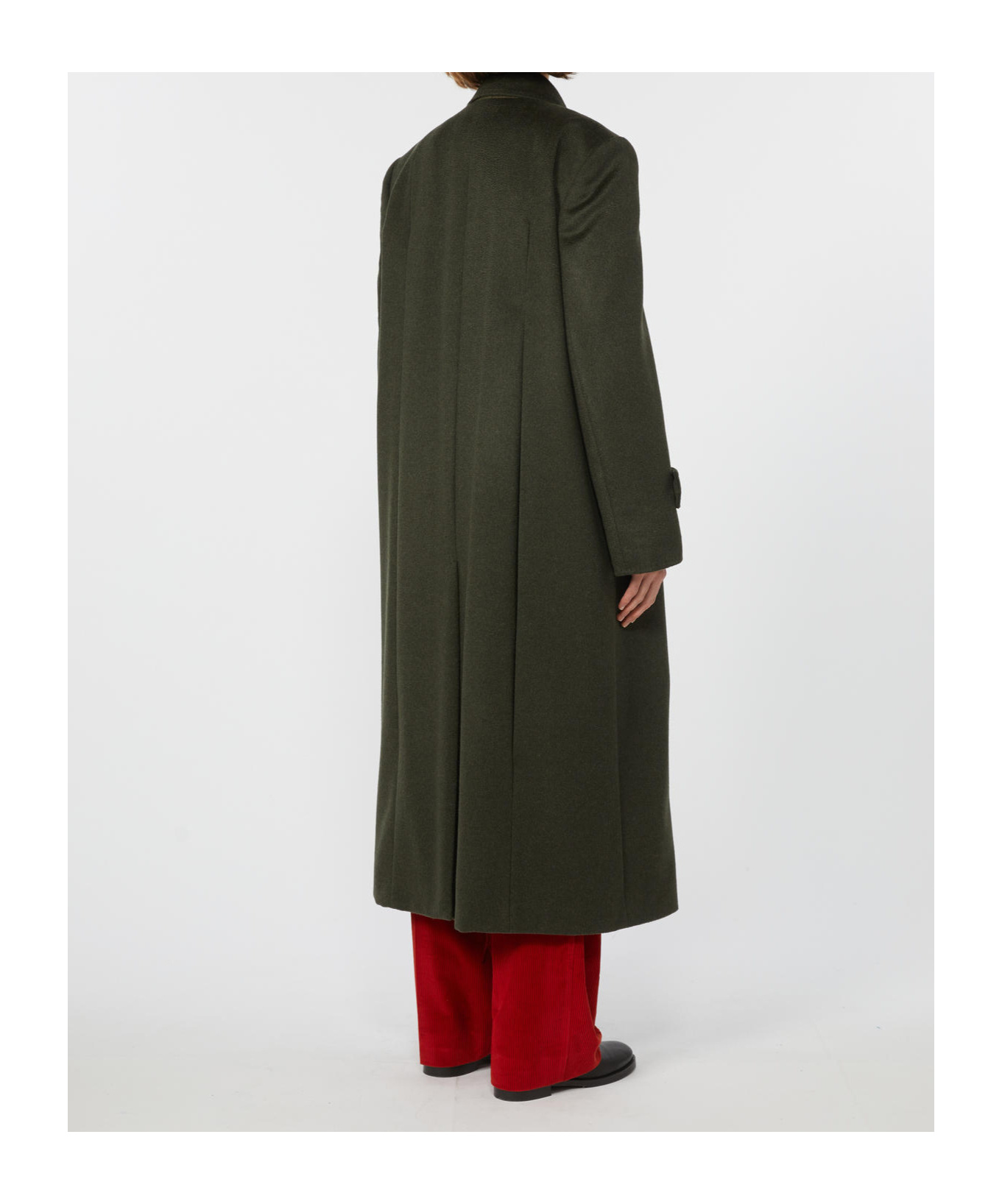 Weekend Max Mara Omens Dark Green Smalto Double-breasted Wool Coat In Black