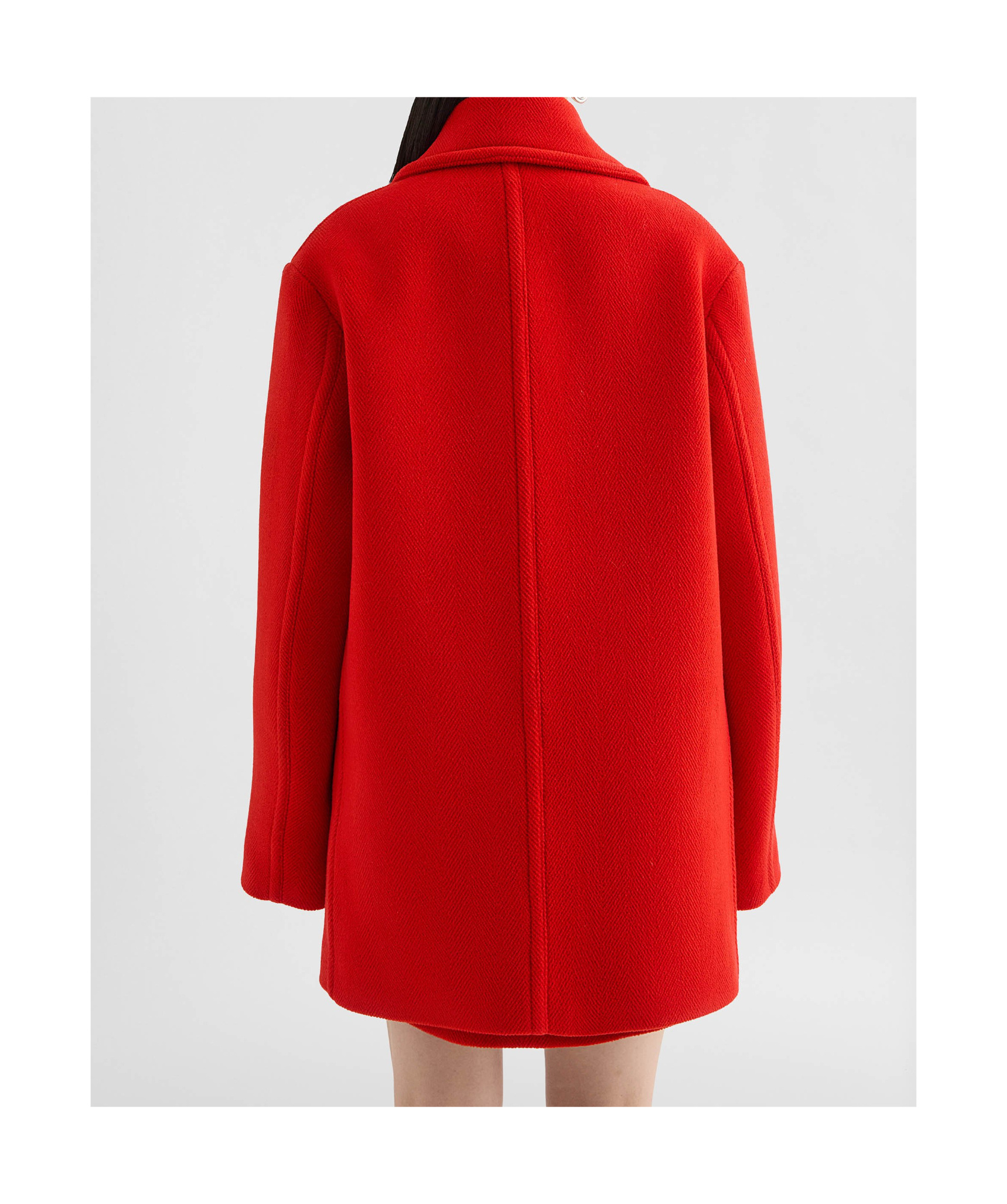 Jil Sander Double Breasted Elongated Wool Peacoat In Red