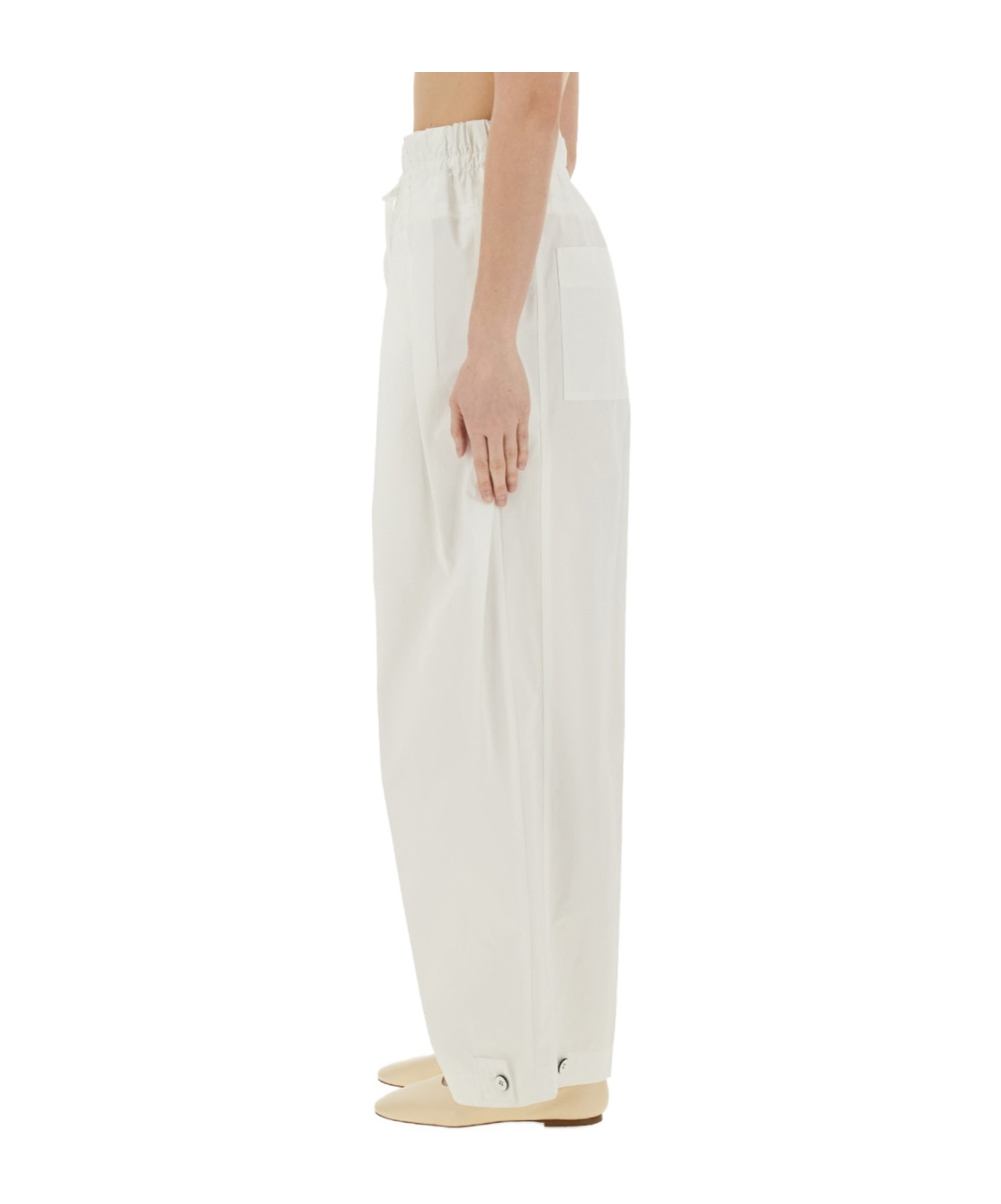 Jil Sander Elasticated Waistband Pleated Trousers In White