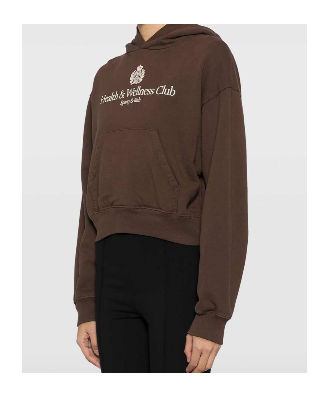 Sporty And Rich Womens Chocolate Brand-print Kangaroo-pocket Cotton-jersey Hoody In Brown
