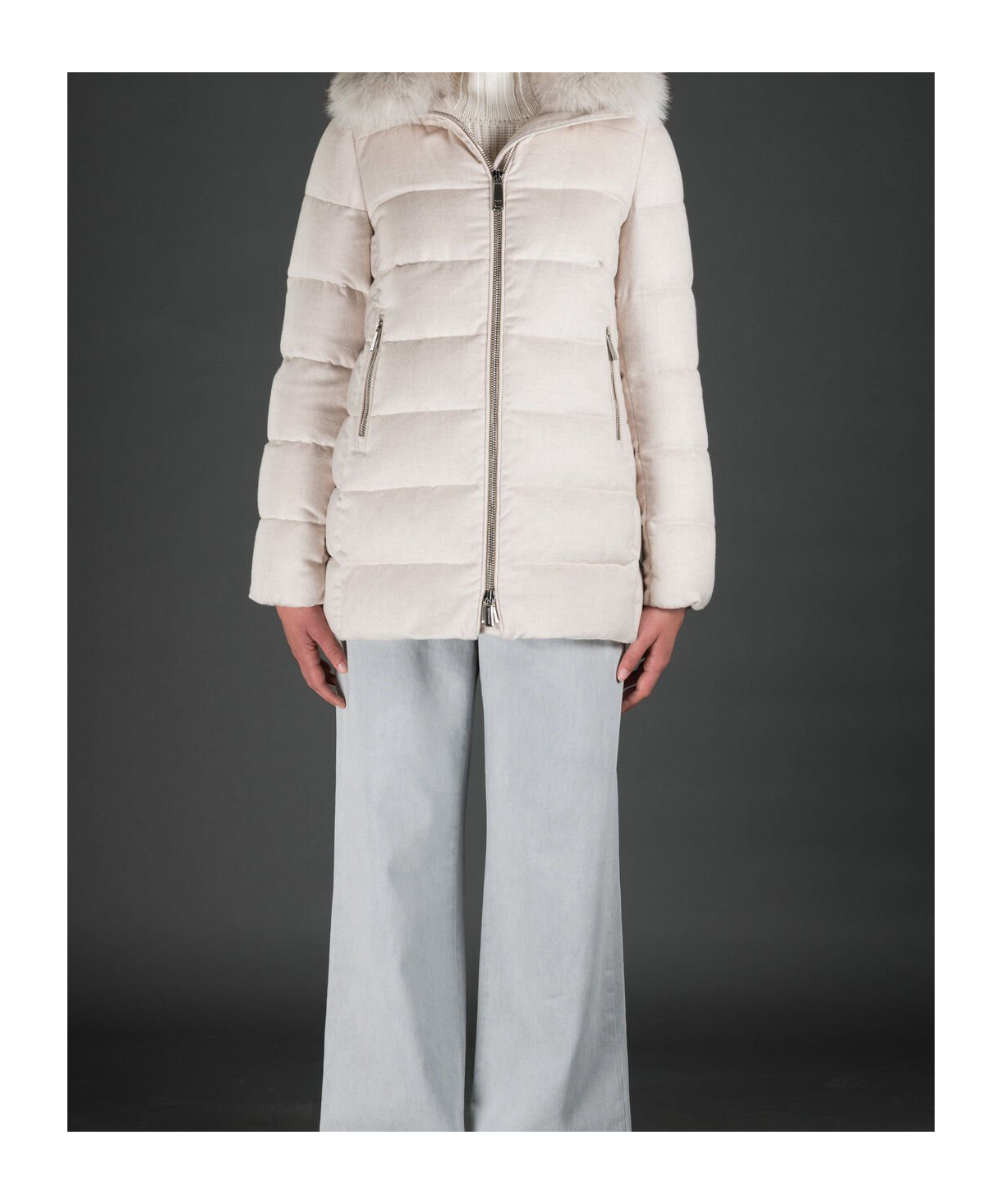 Moorer Dorado-fur-ls9 Down Jacket In Nude