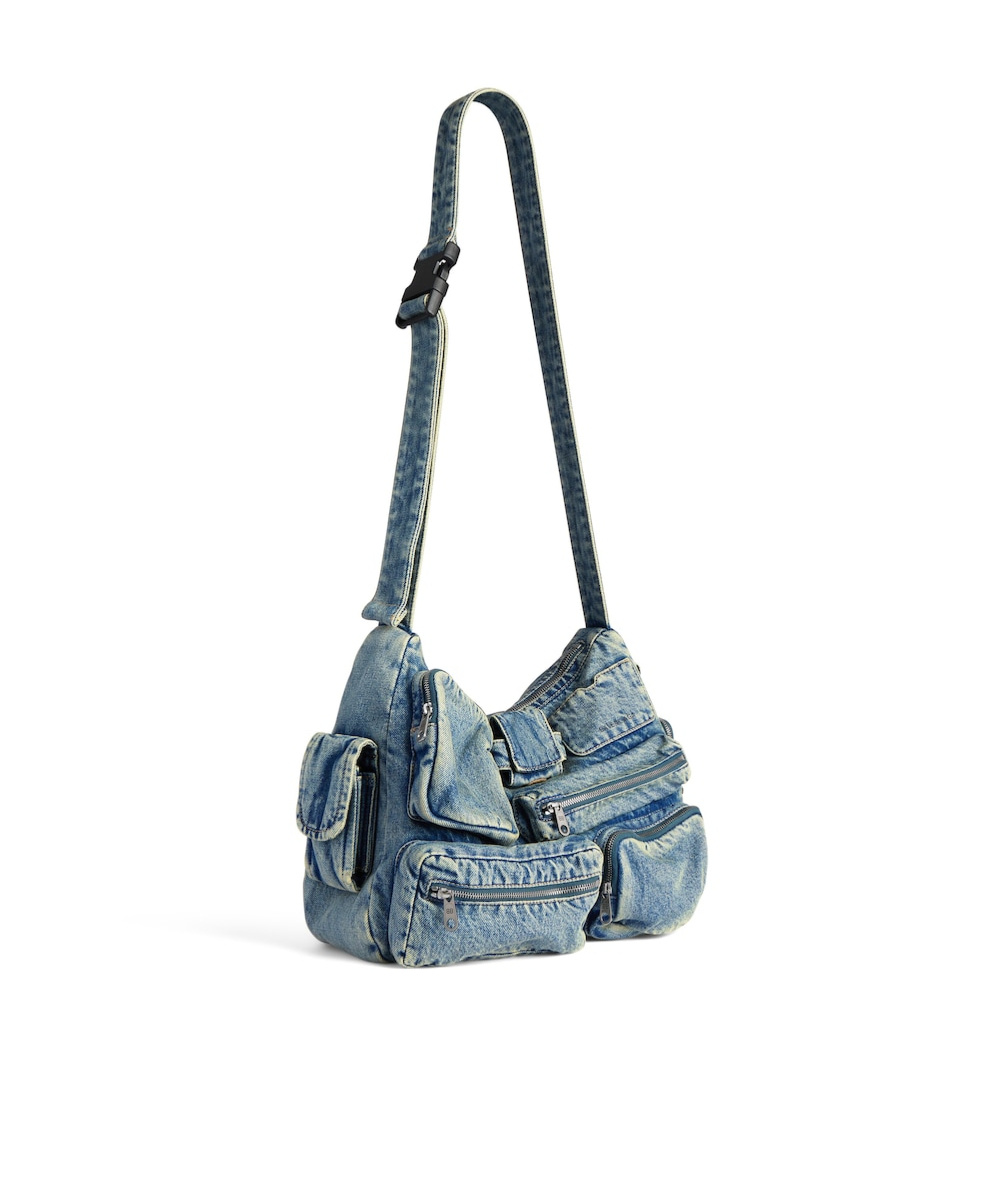 Balenciaga Men's Superbusy Messenger Bag In Vintage Blue