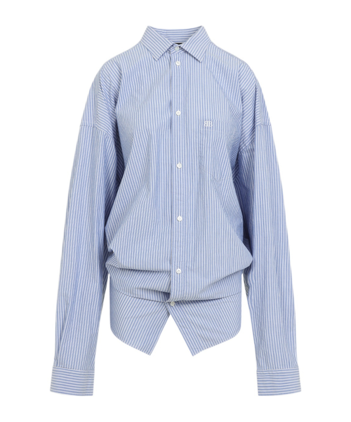 Balenciaga Long-sleeved Knotted Shirt In Blue