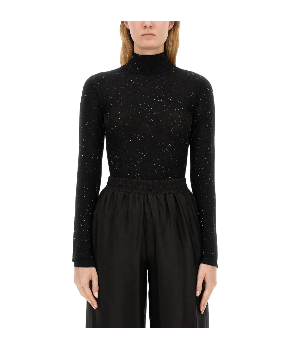 Shop Fabiana Filippi Sequinned Roll-neck Jumper In Black