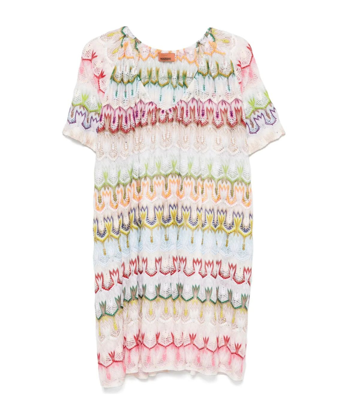 Missoni Kurzes Kleid Mit V-ausschnitt Aus Spitze In White