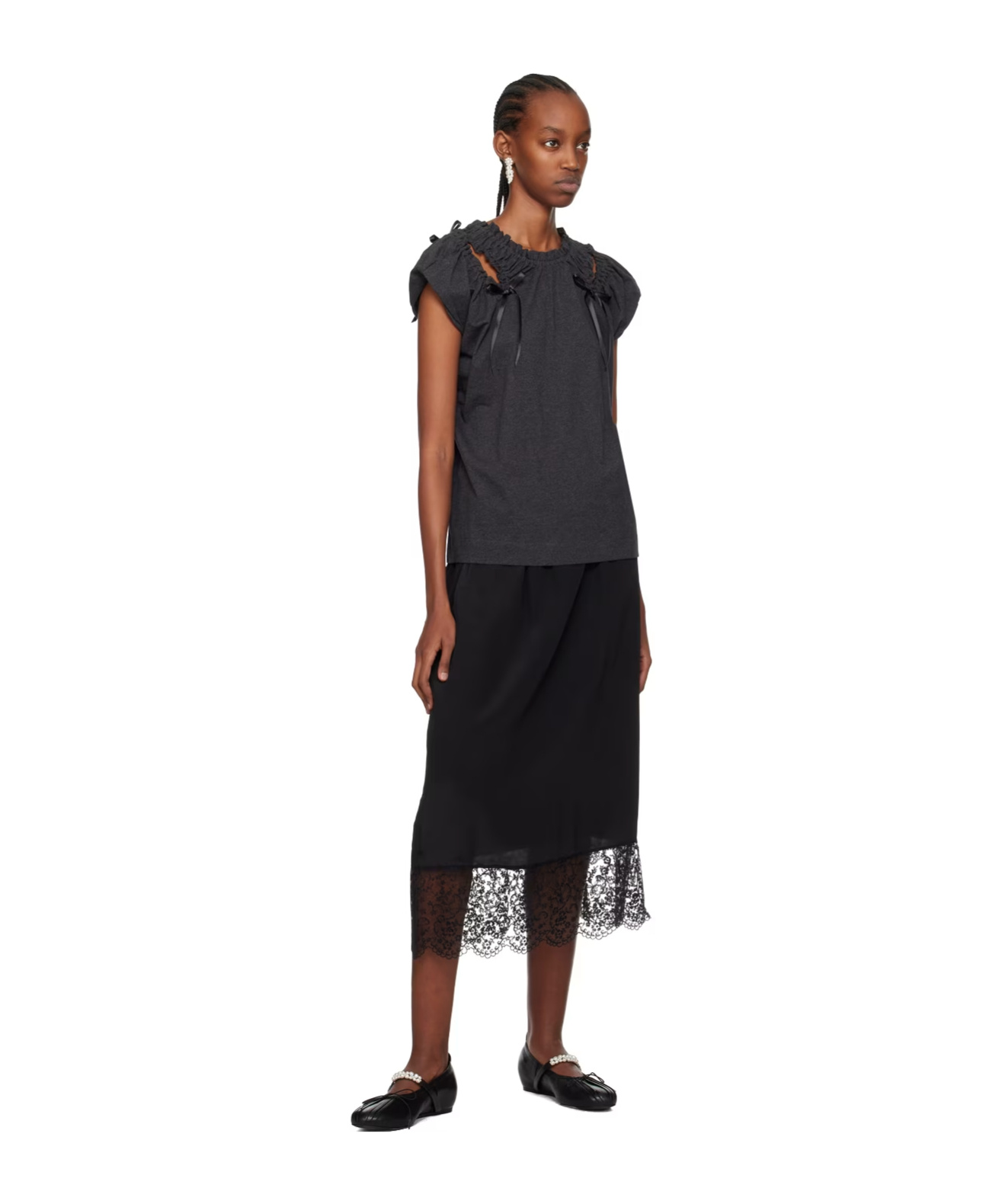 Simone Rocha Gray Shoulder Bite T-shirt In Black