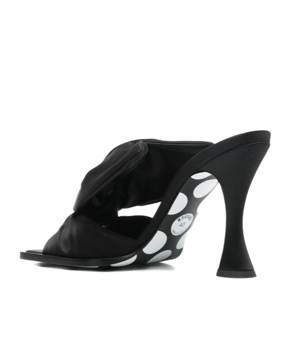 Moschino Satin Mules With Bow Detail And Square Toe In Black