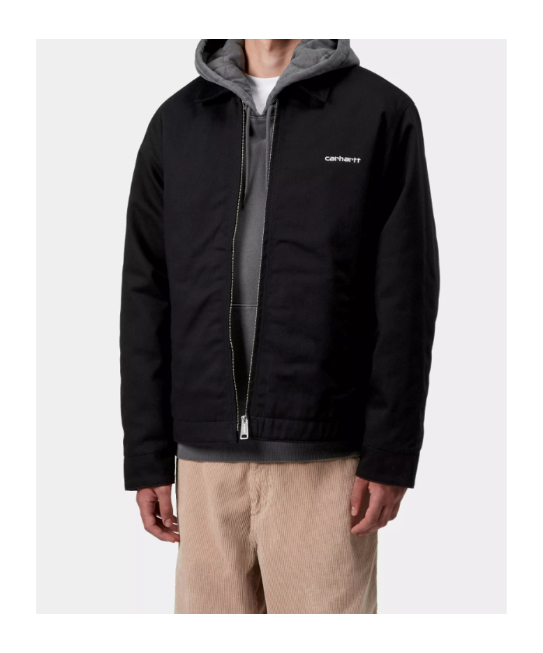 Carhartt Wip Logo Embroidered Zip-up Jacket In Black