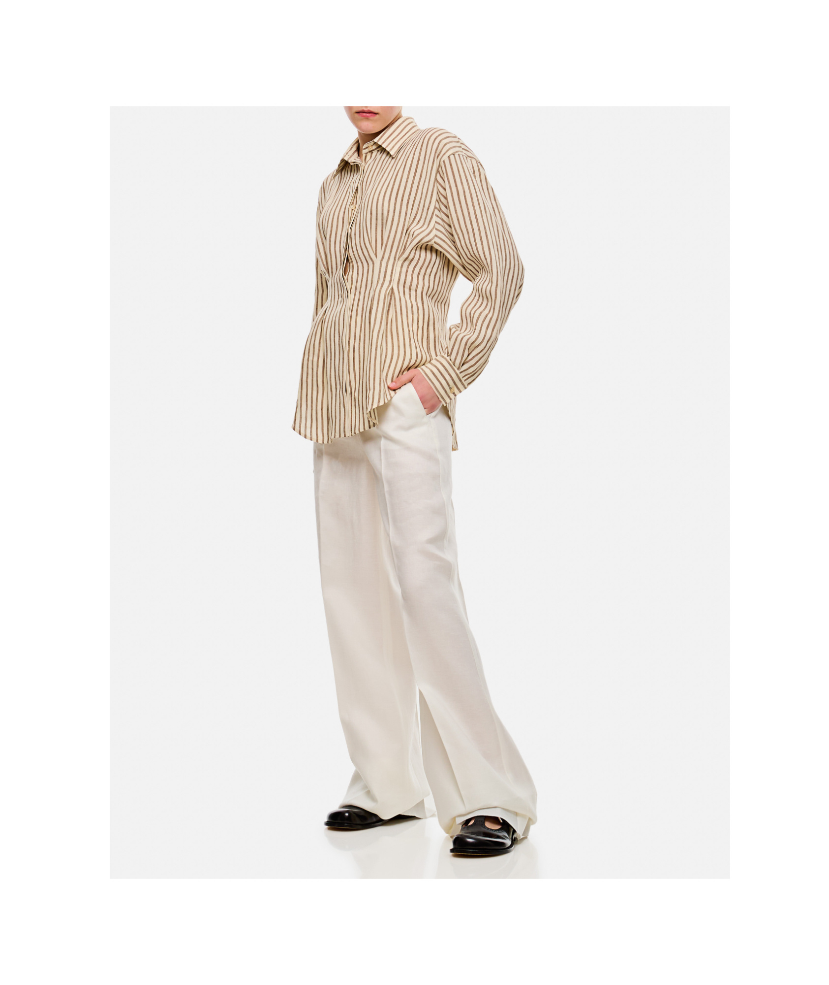 Max Mara Pleated Front Straight-leg Trousers In White