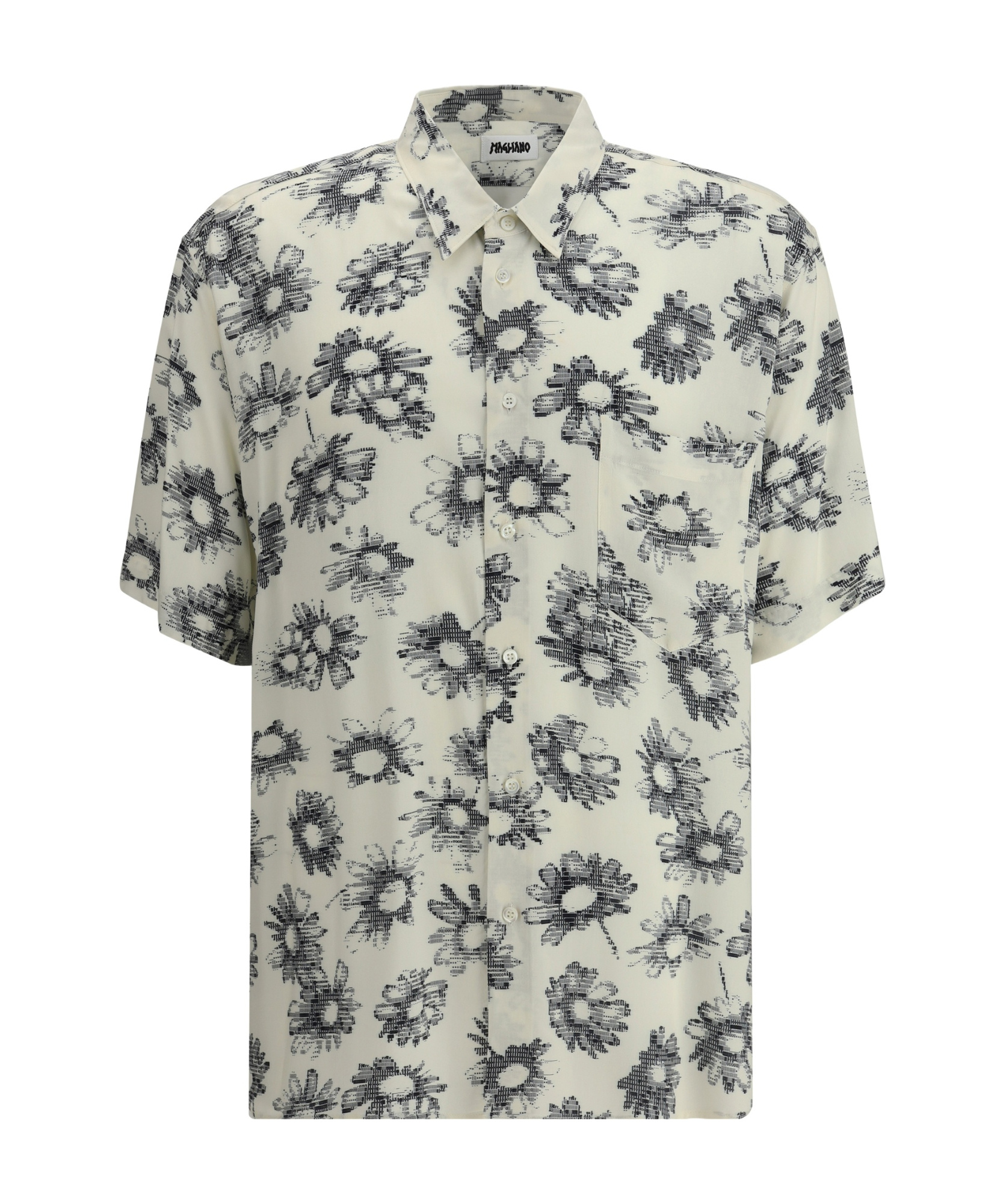 Magliano Matrix Print Viscose Bowling Shirt In Gray