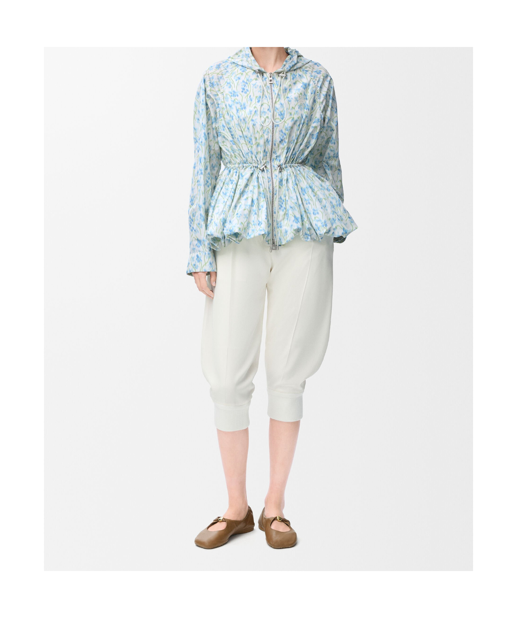 Loewe Hooded Jacket In Silk Blend Taffeta In Blue