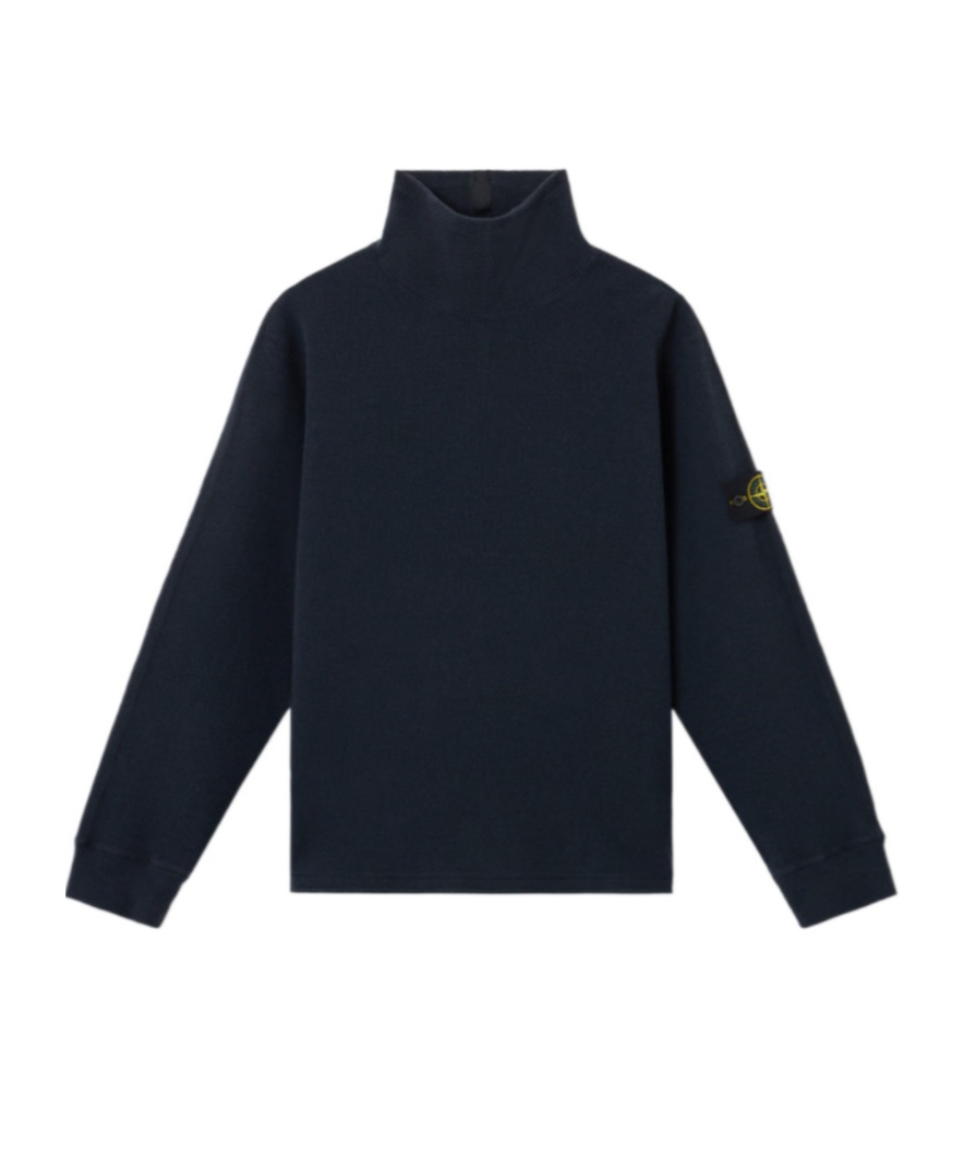 Stone Island Comfort-fit Mock Neck Sweatshirt With Back Yoke Detail In Blue
