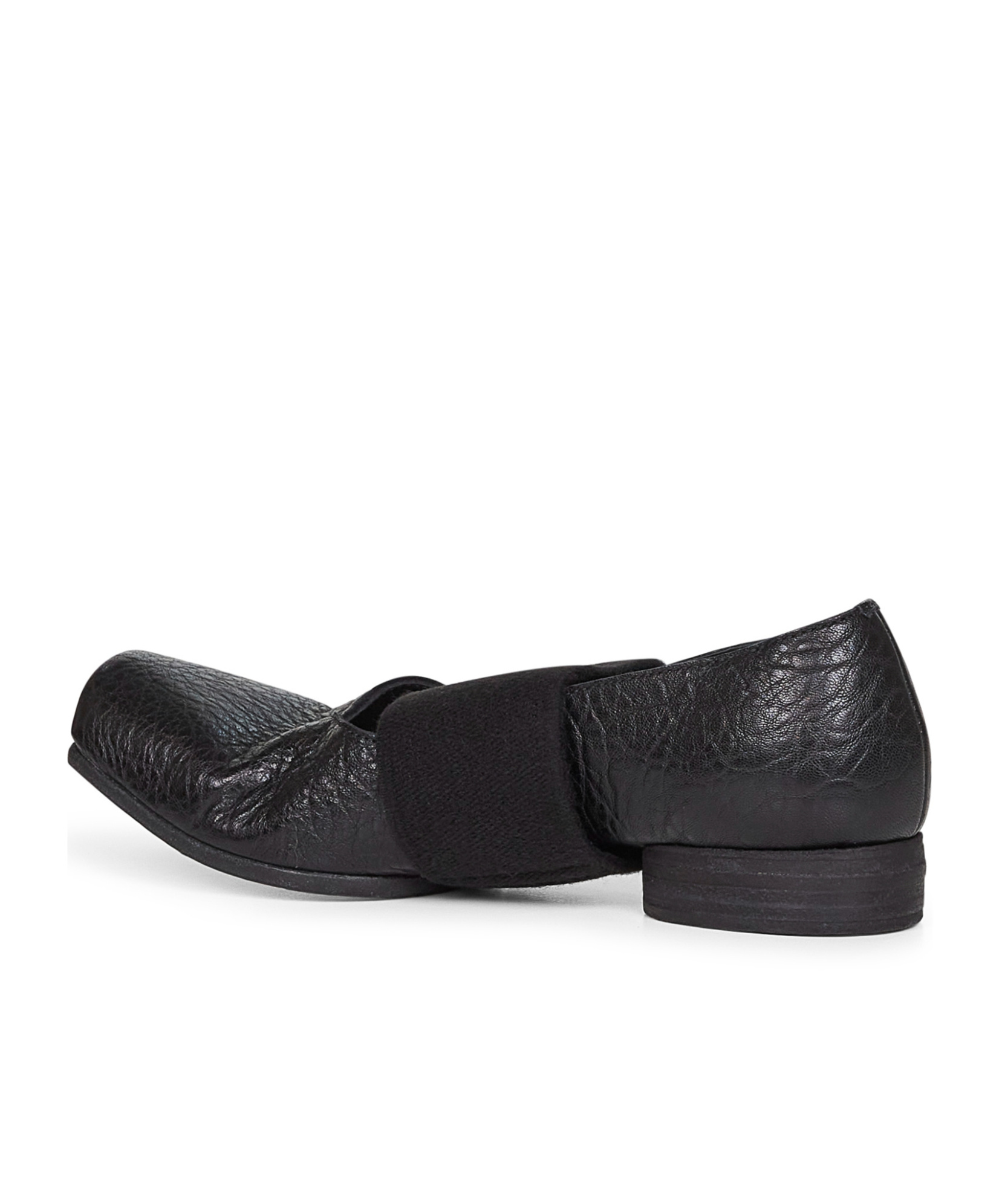 Uma Wang Elasticated-band Grainy-leather Ballet Flats In Black