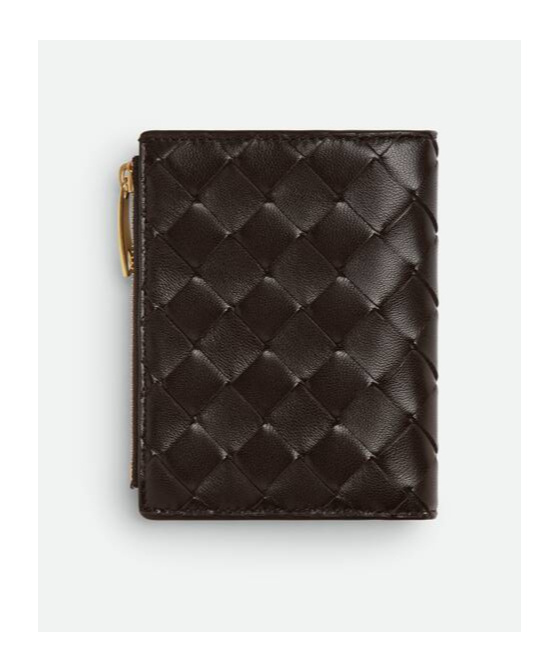 Bottega Veneta Intrecciato Small Bi-fold Wallet In Brown