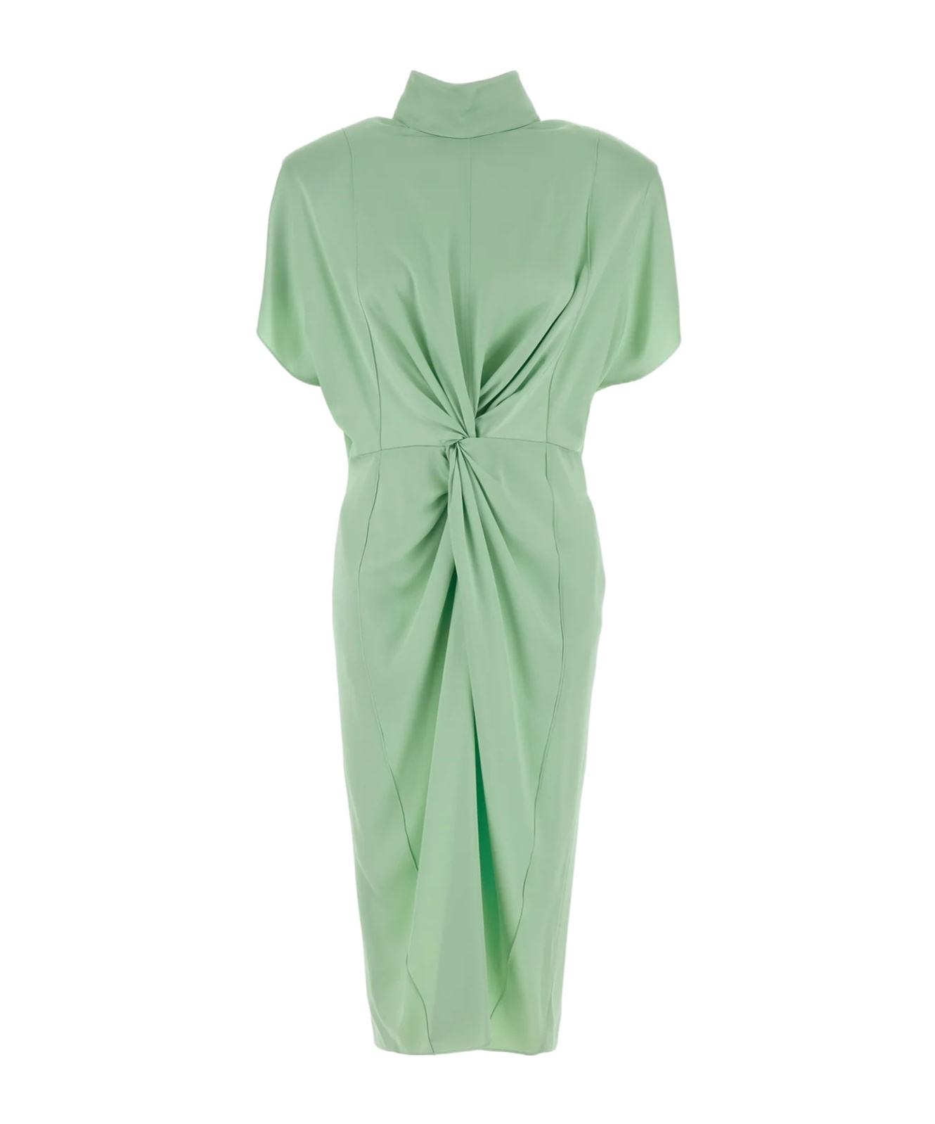 Stella Mccartney Cap-sleeve Halterneck Twist Midi Dress In Green