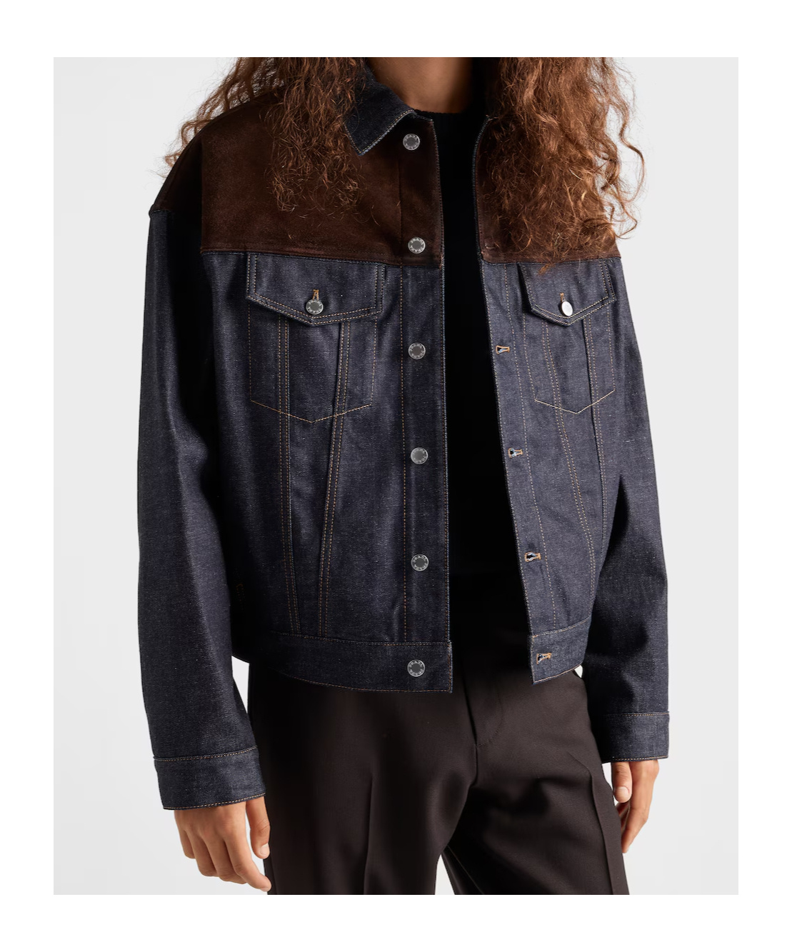 Prada Mens Blue Classic-fit Denim And Suede Blouson Jacket In Animal Print