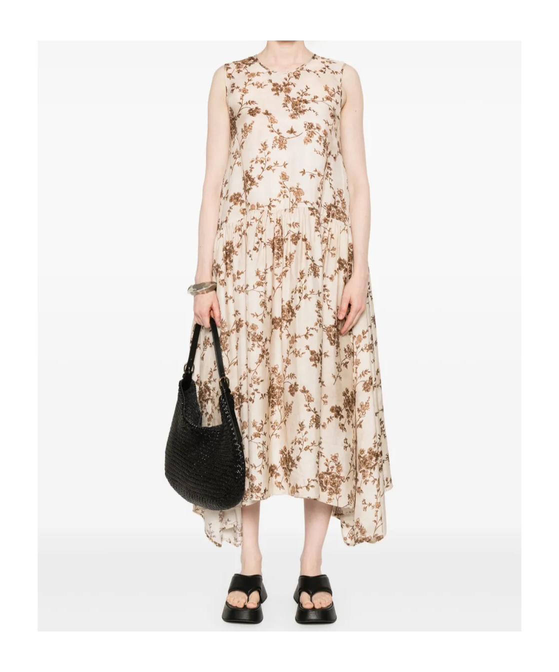 Uma Wang Avery Dress Woman White And Brown In White/brown