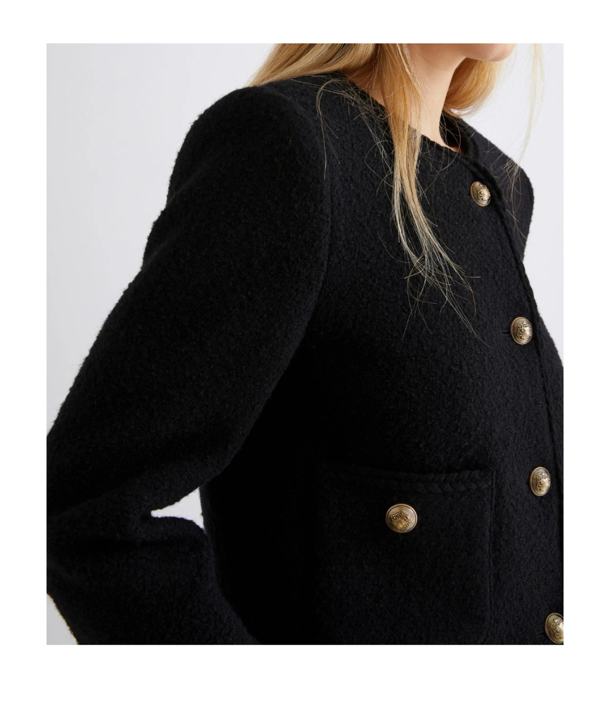 Marella Straight-fit Bouclé Jacket In Black
