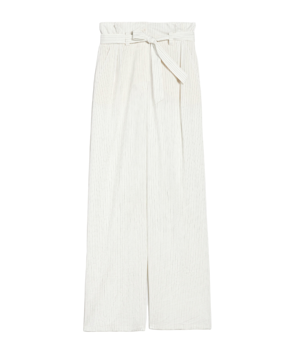 Max Mara Pinstriped Casual Pants In White